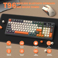 FREEWOLF T96 Wireless Billentyűzet és Egér, Bluetooth 2.4G, PBT Billentyűk, Csendes 2