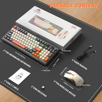 FREEWOLF T96 Wireless Billentyűzet és Egér, Bluetooth 2.4G, PBT Billentyűk, Csendes 9