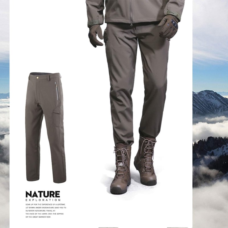 Freiesoldaten Férfi Softshell Téli Nadrág Vízálló Fleece Bélelt Túrázáshoz Síeléshez, XL-es