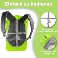 Frelaxy Hátizsák Esővédő Fényvisszaverő Csíkokkal (25-35L) - Vízálló Neon Sárga Hátizsákhuzat Túrázáshoz, Iskolába 4