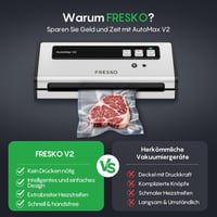 Fresko Automax V2 Automata Vákuumcsomagoló 140W, Dupla Hőzárás, Száraz/Nedves Mód, Egykezes Működés, 10 Zacskóval 5
