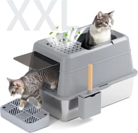 FRETONBA XXL Macskavécé Rozsdamentes Acél, 26L Nagy Kapacitás, Fedeles, Pedálos, Szűrővel 1