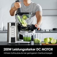 Fretta hidegprés gyümölcslé készítő, lassú préselt juice extractor, 200W, ezüst 8