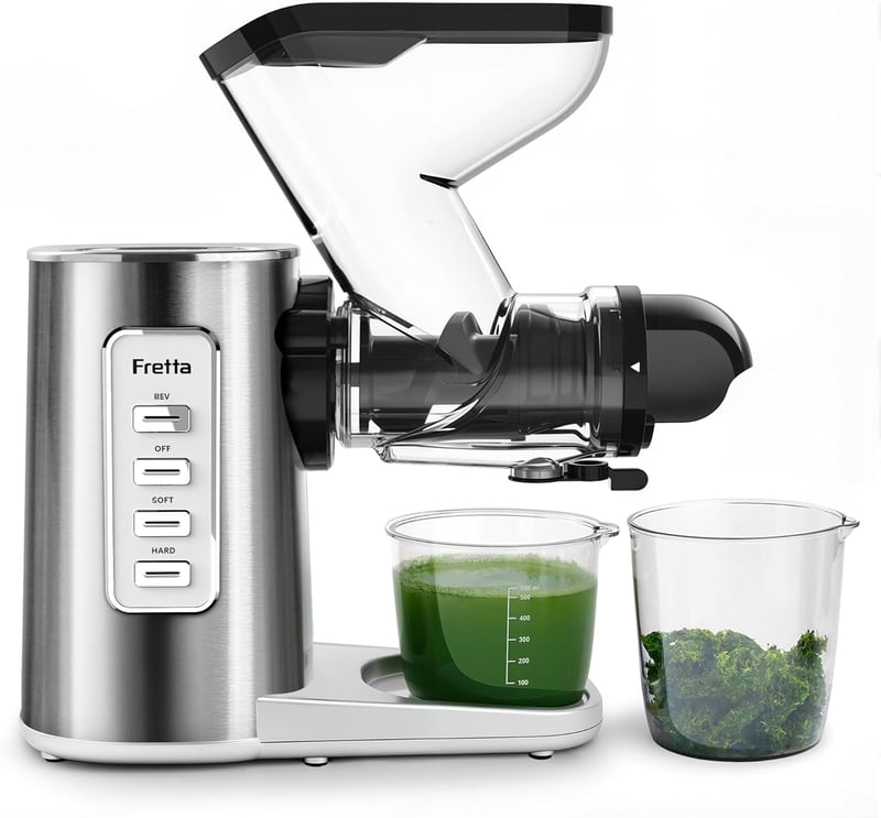 Fretta hidegprés gyümölcslé készítő, lassú préselt juice extractor, 200W, ezüst