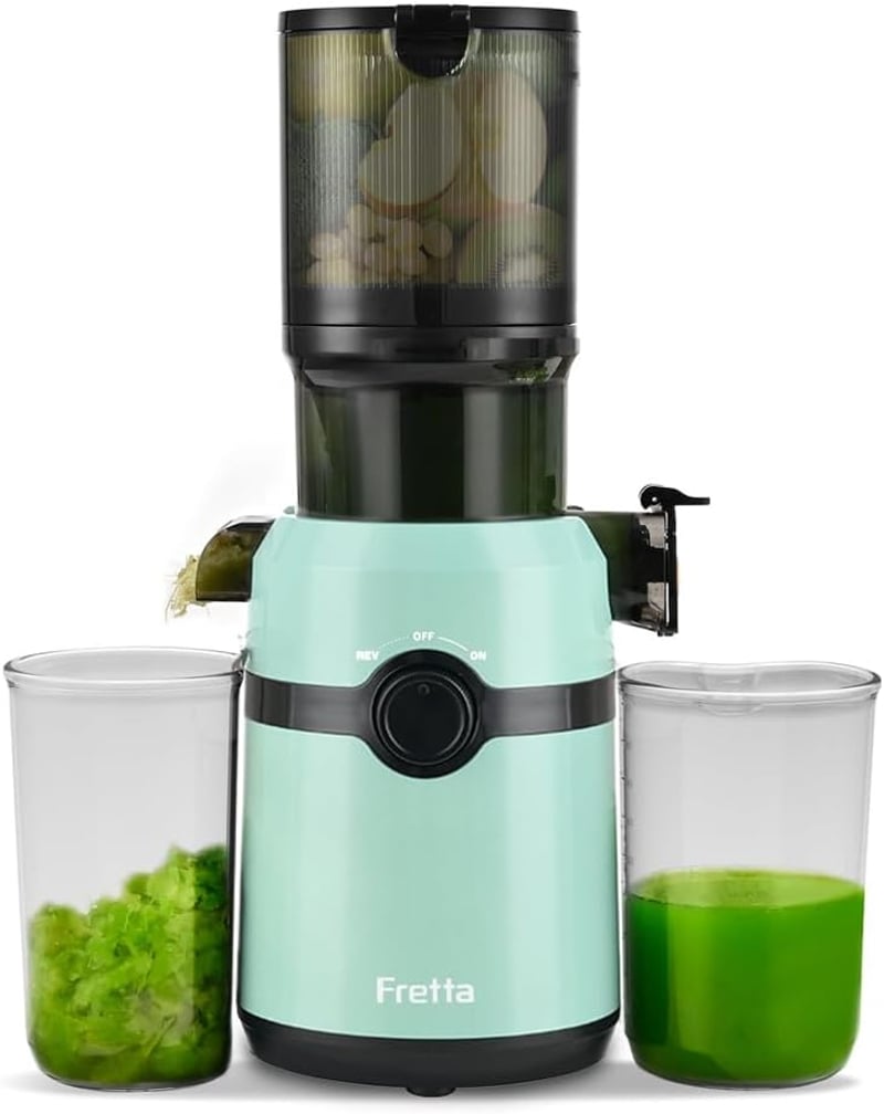 Fretta Lassú Gyümölcscentrifuga 200W, 108mm Betöltőnyílás, BPA-Mentes Tritan, Kék