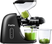 Fretta Slow Juicer sokovnik za voće i povrće 200W - široki otvor za dodavanje 76mm, tehnologija hladnog prešanja, lako se čisti, crni sokovnik 2