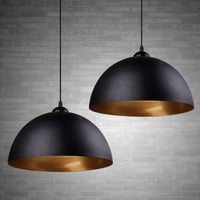 FRIDEKO HOME Félkör Ipari Mennyezeti Lámpa 30cm Fekete E27 Vintage Függőlámpa 1