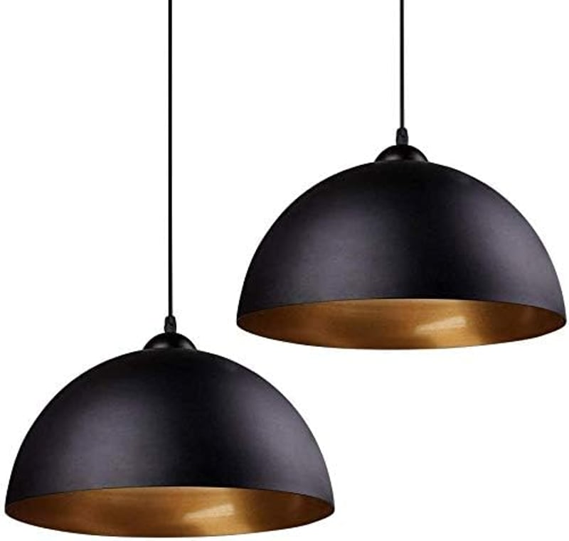 FRIDEKO HOME Félkör Ipari Mennyezeti Lámpa 30cm Fekete E27 Vintage Függőlámpa