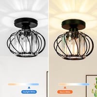 FRIDEKO HOME Kristály Mennyezeti Lámpa 19cm Fekete Kerek Modern E27 2