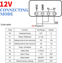 Frienda W3230 LCD digitális termosztát 12V 20A hőmérséklet szabályozó -50-110°C szenzorral 2db 5