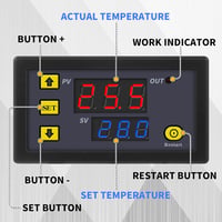 Frienda W3230 LCD digitális termosztát 12V 20A hőmérséklet szabályozó -50-110°C szenzorral 2db 6