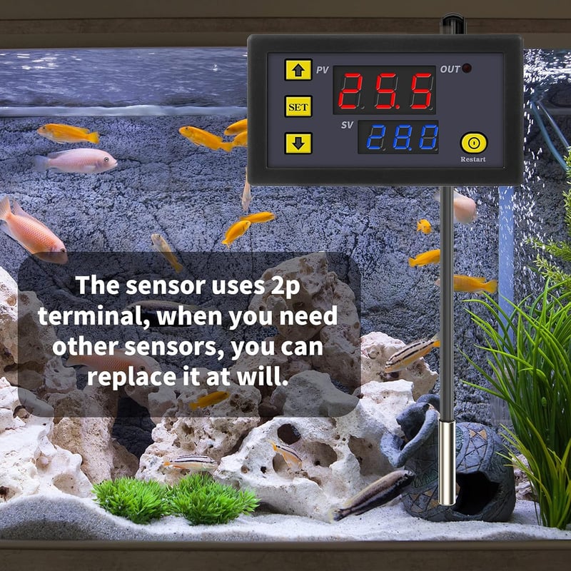Frienda W3230 LCD digitális termosztát 12V 20A hőmérséklet szabályozó -50-110°C szenzorral 2db