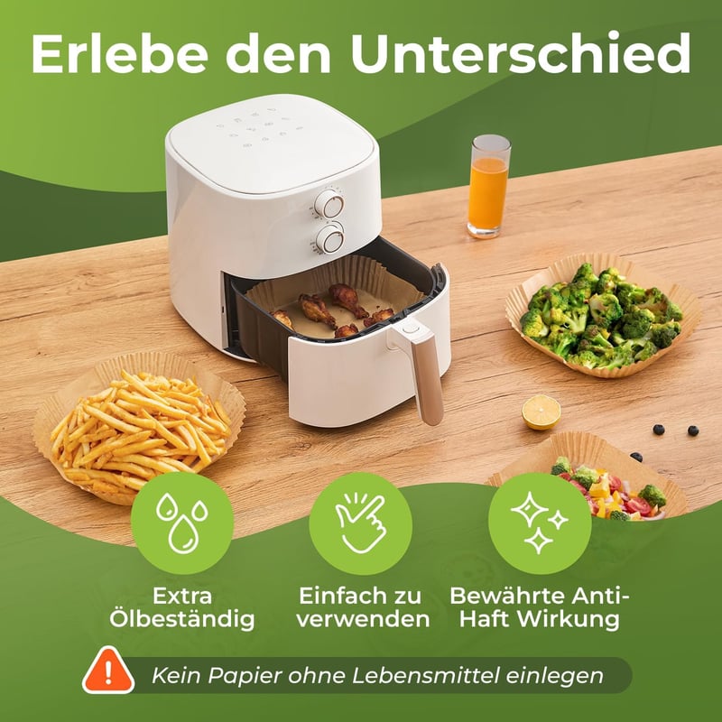 FRITTI Sütőpapír Forró Levegős Fritőzhöz 150 db XL 20-25 cm