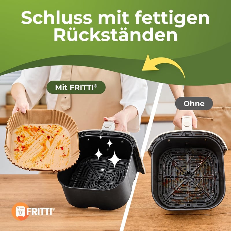 FRITTI Sütőpapír Forró Levegős Fritőzhöz 150 db XL 20-25 cm