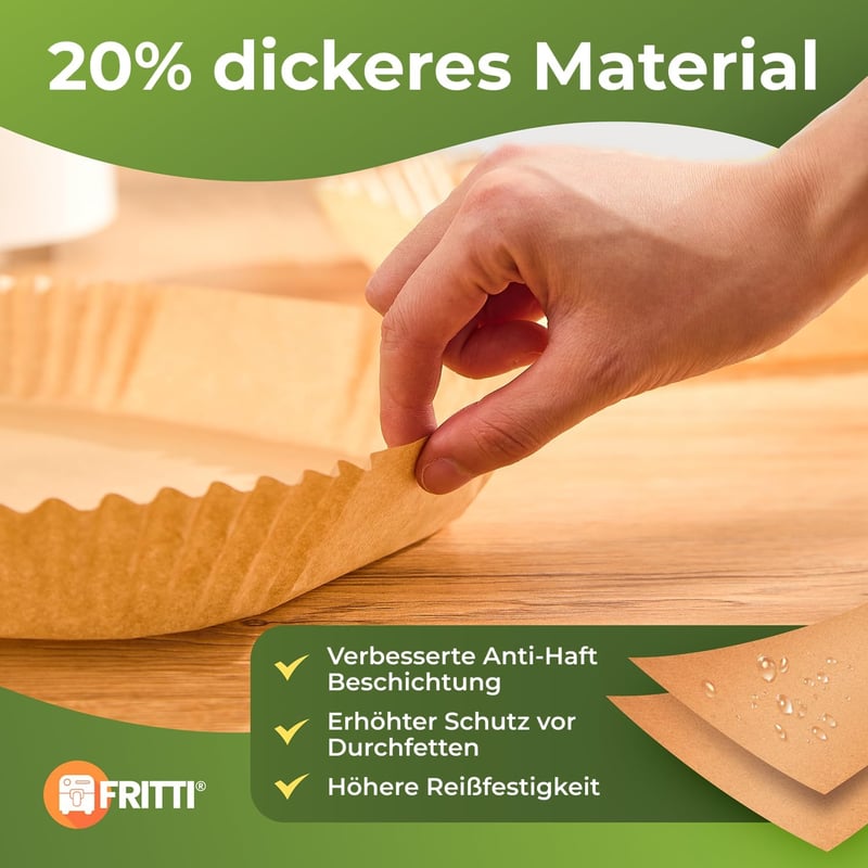 FRITTI Sütőpapír Forró Levegős Fritőzhöz 150 db XL 20-25 cm