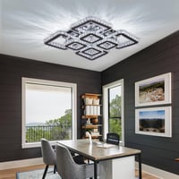 FRIXCHUR LED Kristály Mennyezeti Lámpa 50cm 8 Izzós Négyzet 72W 6500K 6
