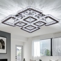 FRIXCHUR LED Kristály Mennyezeti Lámpa 50cm 8 Izzós Négyzet 72W 6500K 1