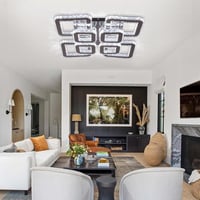 FRIXCHUR LED Kristály Mennyezeti Lámpa 50cm 8 Izzós Négyzet 72W 6500K 3
