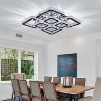 FRIXCHUR LED Kristály Mennyezeti Lámpa 50cm 8 Izzós Négyzet 72W 6500K 4