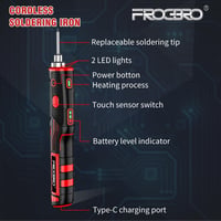 FrogBro LD006A-Pro 11W Hordozható Akkumulátoros Forrasztópáka 2500mAh 520°C 5