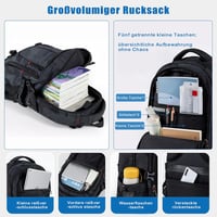 FRONET 17.3" Laptop Hátizsák Férfi Ergonomikus Fekete Iskolai Daypack 3