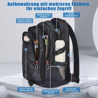 FRONET 17.3" Laptop Hátizsák Férfi Ergonomikus Fekete Iskolai Daypack 7