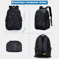 FRONET 17.3" Laptop Hátizsák Férfi Ergonomikus Fekete Iskolai Daypack 6