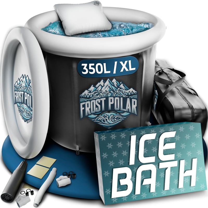 Frost Polar Ice Bath regeneračná vaňa na ľadový kúpeľ, 350 litrov, 80x85 cm, s hliníkovými stojanmi, vankúšom, vodotesnou úložnou taškou a náhradnými náplňami