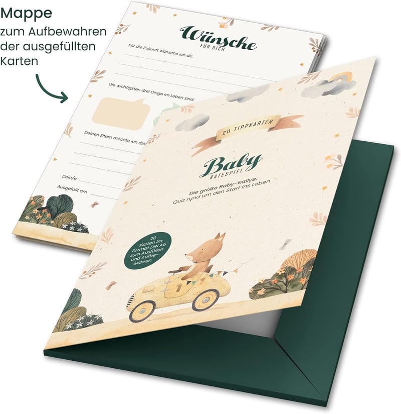 FRUITPRINTS 20 db Baby Shower Játék Kártya, Kitöltős Tippelő Lapok Fiúknak és Lányoknak