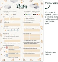 FRUITPRINTS 20 db Baby Shower Játék Kártya, Kitöltős Tippelő Lapok Fiúknak és Lányoknak 2