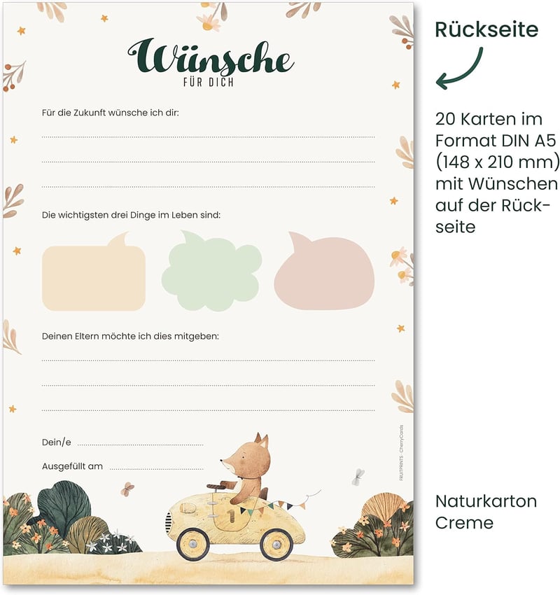 FRUITPRINTS 20 db Baby Shower Játék Kártya, Kitöltős Tippelő Lapok Fiúknak és Lányoknak