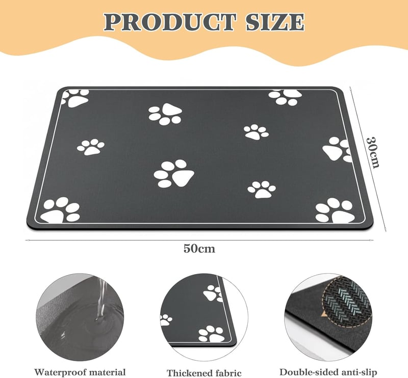 Fsahiuf Kutyatál Alátét 50x30cm Nedvszívó Csúszásmentes Macska Etetőtál Mat