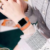 Curea din piele naturală Fsavlroy pentru Apple Watch 38/40/41/42mm - Curea subțire cu dublă înfășurare pentru femei, compatibilă cu iWatch Ultra/11/10/9/8/7/6/5/4/3/SE - Portocaliu 6