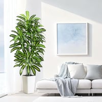 FSOHOI 180cm Műanyag Dracaena Fa Fehér Kaspóval Trópusi Dekoráció Lakásba - 22.9 cm, 1, White Tall Planter 9