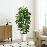 FSOHOI 180cm Műanyag Dracaena Fa Fehér Kaspóval Trópusi Dekoráció Lakásba - 22.9 cm, 1, White Tall Planter 4