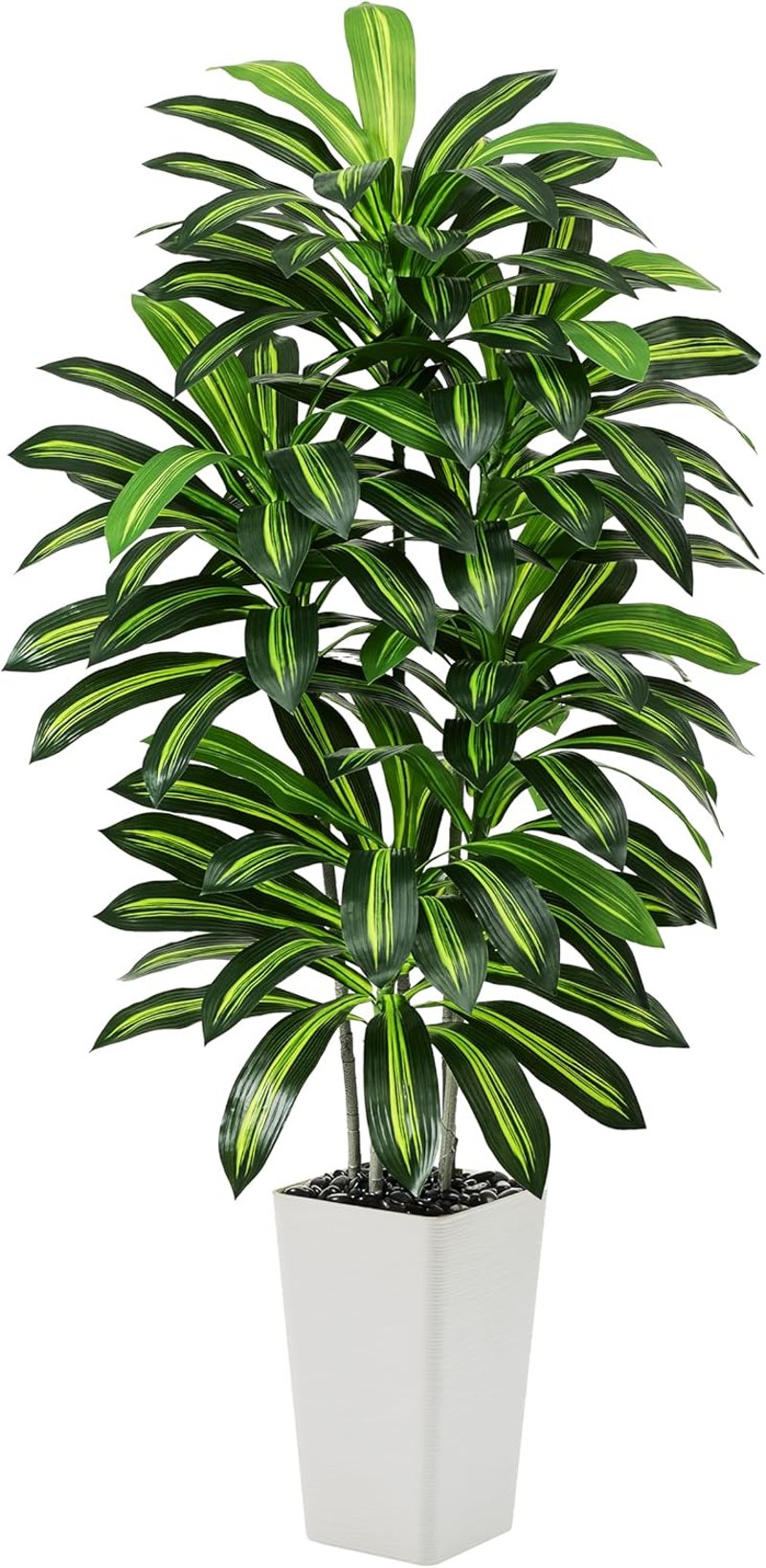 FSOHOI 180cm Műanyag Dracaena Fa Fehér Kaspóval Trópusi Dekoráció Lakásba - 22.9 cm, 1, White Tall Planter
