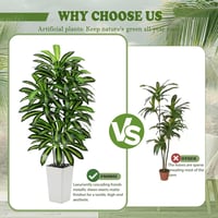 FSOHOI 180cm Műanyag Dracaena Fa Fehér Kaspóval Trópusi Dekoráció Lakásba - 22.9 cm, 1, White Tall Planter 6