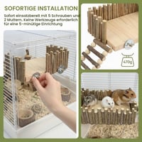 Platformă din lemn pentru hamsteri FTISSLY, suport de cățărat pe piloni cu gard și scară, jucărie pentru rozătoare, hamsteri, veverițe și șobolani 7
