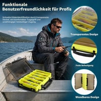 FTISSLY obojstranný rybársky box na nástrahy so 14 priehradkami, s rukoväťou, 27x19x4,5 cm, organizér na nástrahy a háčiky, box na prívlačové príslušenstvo 3