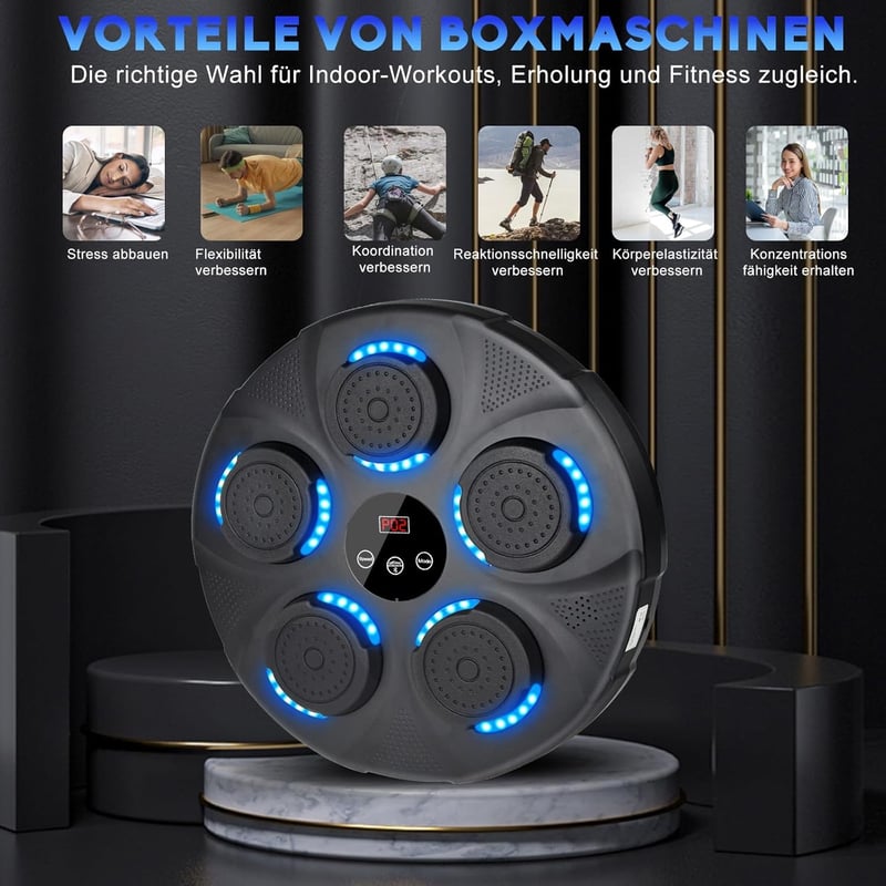 FTJKGH Bluetooth Zenés Boxzsák LED Kijelzővel 9 Sebességfokozat Edzéshez