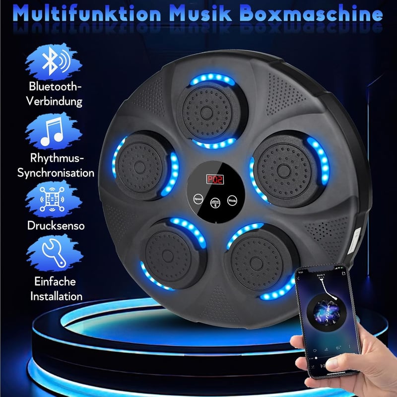 FTJKGH Bluetooth Zenés Boxzsák LED Kijelzővel 9 Sebességfokozat Edzéshez