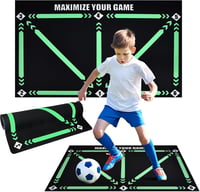 FTJKGH Futball Edzőszőnyeg - Csúszásmentes Labdakontroll Tréningpad 90x60 cm - Ütéselnyelő Fekete Edzőalap Focistáknak 1