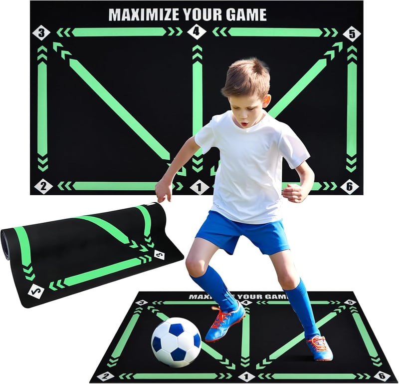 FTJKGH Futball Edzőszőnyeg - Csúszásmentes Labdakontroll Tréningpad 90x60 cm - Ütéselnyelő Fekete Edzőalap Focistáknak