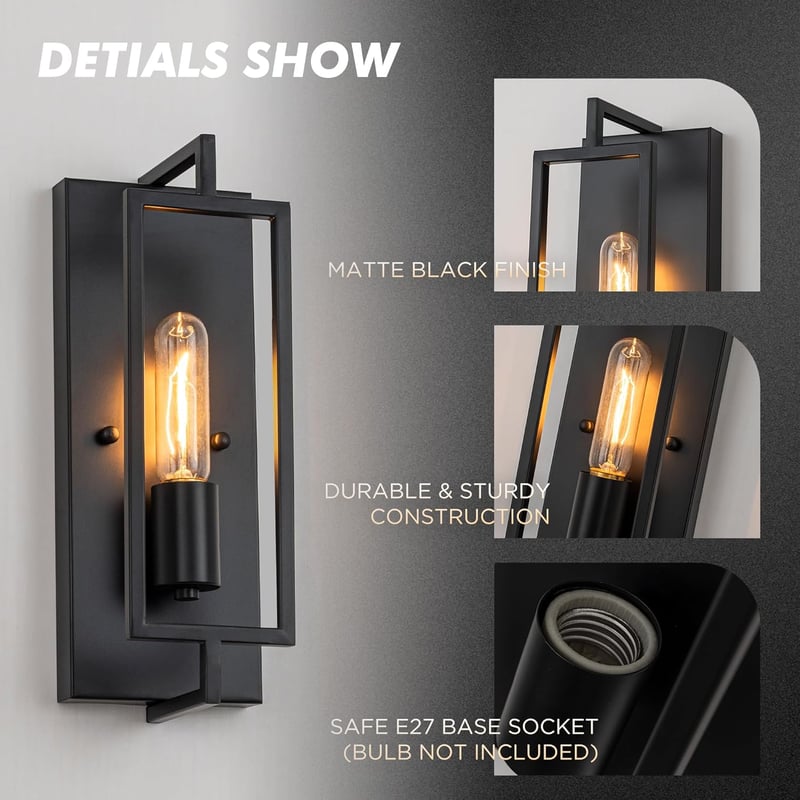 FTL Ipari Fali Lámpa Fekete Fém Vintage E27 LED Loft Világítás Nappali Hálószoba