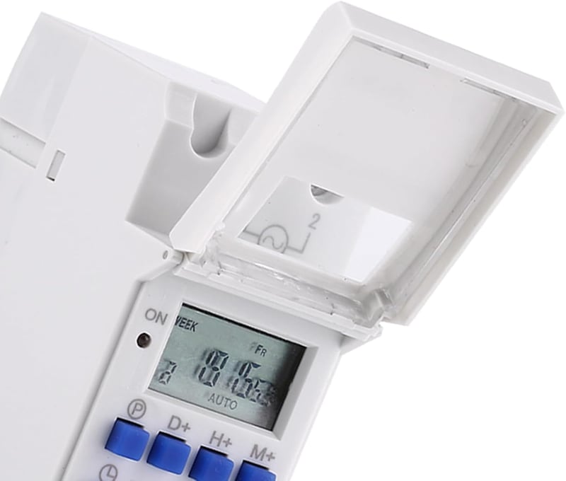 FTVOGUE Digitális Időkapcsoló 220V Programozható 7 Napos LCD Kijelzős DIN Sínre Szerelhető Relé Kapcsoló Fekete