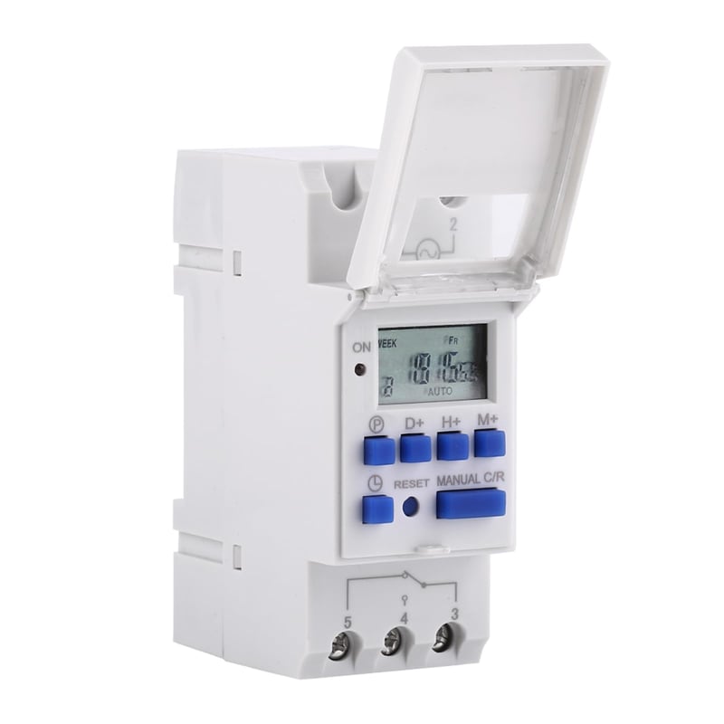 Temporizator digital FTVOGUE 220V programabil, cu afișaj LCD, montare pe șină DIN, releu de comutare, 7 zile, negru.