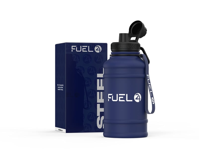 Nerezová fľaša na vodu Fuel24 1,3 l a 2,2 l – veľká športová fľaša bez obsahu BPA, odolná voči vytekaniu, ideálna do posilňovne aj na voľný čas