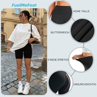 FuelMeFoot Női Magasderekú Kerékpáros Rövidnadrág - Légáteresztő Fitness Leggings Edzéshez, Jógához, Sporthoz - Fekete 2