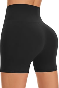 FuelMeFoot Női Magasderekú Kerékpáros Rövidnadrág - Légáteresztő Fitness Leggings Edzéshez, Jógához, Sporthoz - Fekete 1