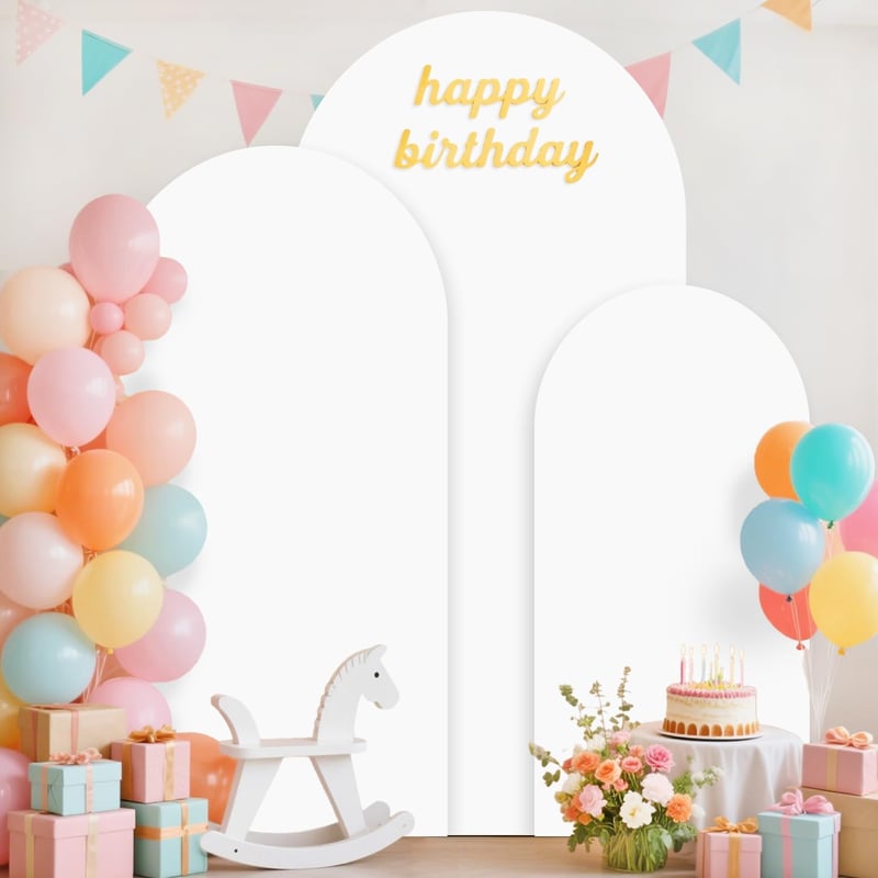 FUHSY 6-7 láb fehér spandex háttér állvány szett 3 darab esküvői party dekorációhoz - Set of 3 - 1.8M & 2M & 2.2M, White